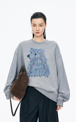Sweatshirt / JNBY Loose Animal Print Cotton Sweatshirt