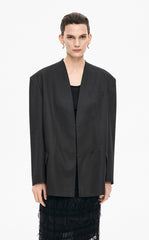 Blazer / JNBY Oversize Collarless Wool Blend Blazer