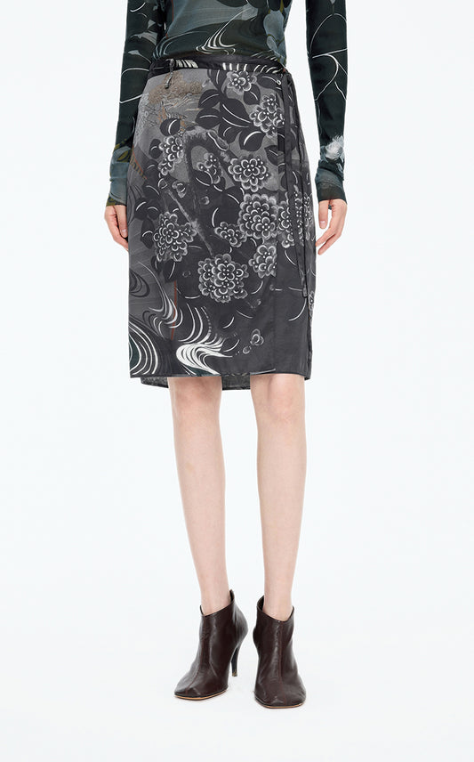 Skirt / JNBY Silk-Blend Printed Midi Skirt