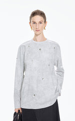 T-Shirt / JNBY Beaded Cotton Long Sleeve Tee