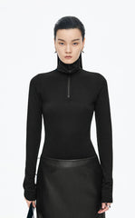 T-Shirt / JNBY Slim Fit Merino Wool Zip Neck Tee