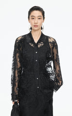 Shirt / JNBY Lace Floral Sheer Blouse