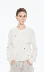 Sweater / JNBY Beaded Short Animal Fibers Cardigan