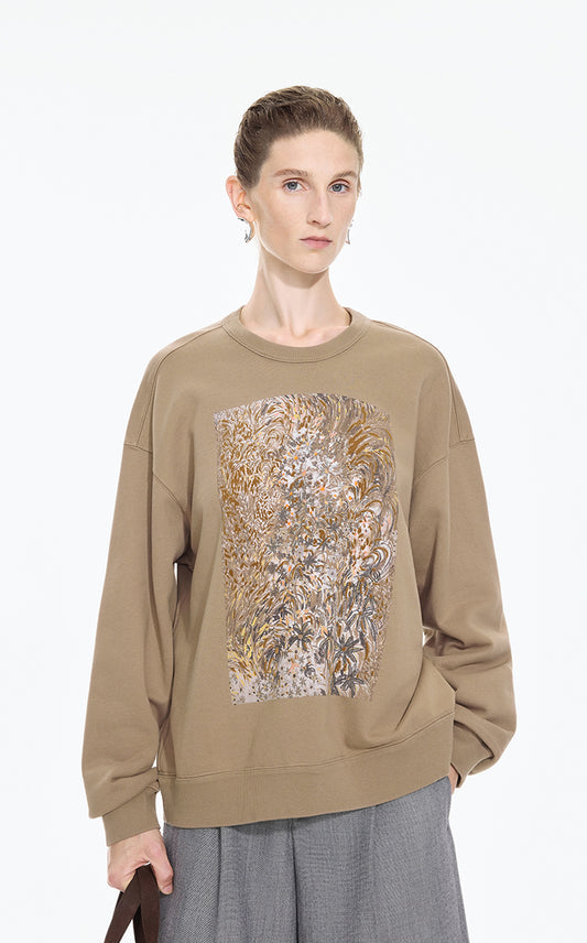 Sweatshirt / JNBY Floral motif Cotton Pullover