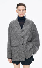 Coat / JNBY Oversize V-Neck Wool-Blend Jacket