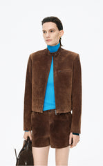 Coat / JNBY Cropped Suede Pigskin Jacket