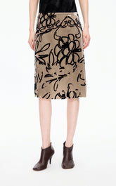 Skirt / JNBY A-Line Plant Flocked Midi Skirt