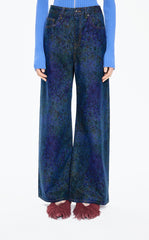 Pants / JNBY Wide-Leg Printed Denim Trousers