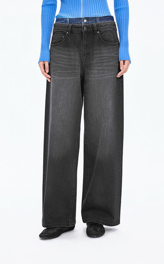 Pants / JNBY Straight-Leg Cuffed Denim Pants