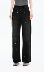 Pants / JNBY Beaded Straight-Leg Denim
