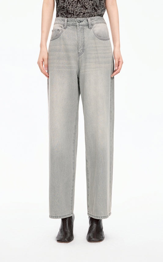 Pants / JNBY Tapered Washed Black Denim Trousers