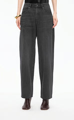 Pants / JNBY Tapered Washed Black Denim Trousers