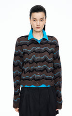 Sweater / JNBY Colorblock Wool-Blend Short Cardigan