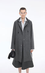 Coat / JNBY Longline Hooded Wool Blend Coat