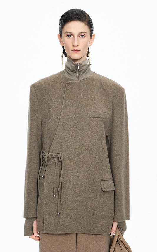 Coat / JNBY Double-Faced Collarless Wool Blend Coat