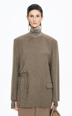 Coat / JNBY Double-Faced Collarless Wool Blend Coat