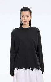 T-Shirt / JNBY Cut-Out Floral Long-Sleeve Tee