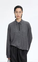 Sweatshirt / JNBY Minimal Collar Merino Wool Pullover