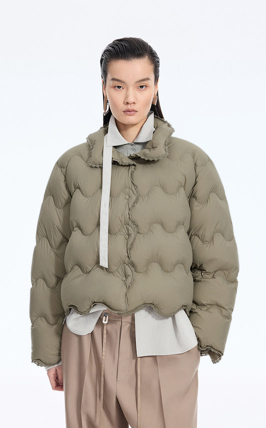 Down Coat / JNBY Oversized Lace-Trim Short Puffer