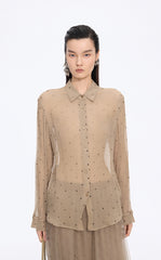 Shirt / JNBY Silk Polka Dot Relaxed Long Shirt