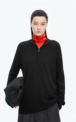 Sweater / JNBY Loose Quarter-Zip Wool Hoodie