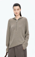 Sweater / JNBY Loose Quarter-Zip Wool Hoodie