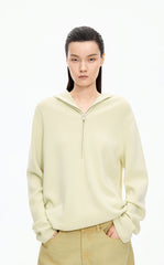 Sweater / JNBY Loose Quarter-Zip Wool Hoodie