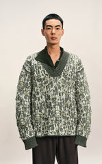 Sweater / CROQUIS Textured Jacquard V-Neck Sweater