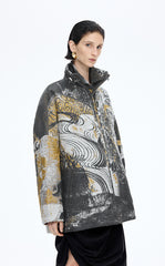 Coat / JNBY A-Line Jacquard Wool Blend Jacket