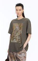 T-shirt / JNBY Hand-Drawn Graphic Loose Cotton Tee