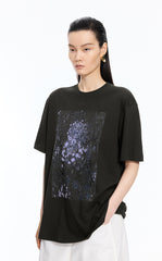 T-shirt / JNBY Hand-Drawn Graphic Loose Cotton Tee
