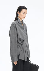 Shirt / JNBY Oversized Stripe-Layered Cotton Shirt