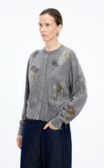 Sweater / JNBY Botanical Short Cropped Fit Wool Cardigan