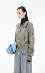 Sweater / JNBY Botanical Short Cropped Fit Wool Cardigan