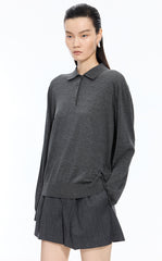 Sweater / JNBY Loose Silk-cotton Long Sleeve Polo
