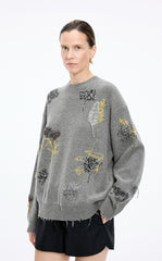 Sweater / JNBY Oversized Wool-Blend Botanical Pullover