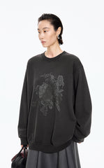 Sweatshirt / JNBY Botanical Print Cotton Pullover