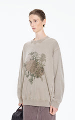 Sweatshirt / JNBY Botanical Print Cotton Pullover