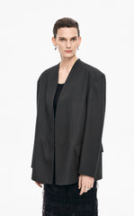 Blazer / JNBY Oversize Collarless Wool Blend Blazer