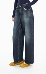 Pants / JNBY Wide-Leg Cuffed Full-Length Jeans