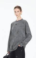 T-Shirt / JNBY Beaded Cotton Long Sleeve Tee