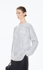 T-Shirt / JNBY Beaded Cotton Long Sleeve Tee