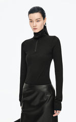 T-Shirt / JNBY Slim Fit Merino Wool Zip Neck Tee