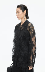 Shirt / JNBY Lace Floral Sheer Blouse