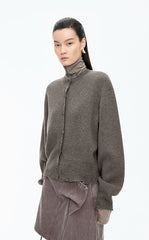 Sweater / JNBY Beaded Trim Cashmere-Wool Blend Cardigan