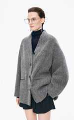 Coat / JNBY Oversize V-Neck Wool-Blend Jacket