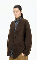Coat / JNBY Oversize V-Neck Wool-Blend Jacket