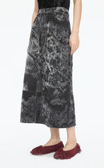 Skirt / JNBY A-Line Oriental Flocked Pattern Midi skirt