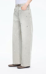 Pants / JNBY Beaded Straight-Leg Denim