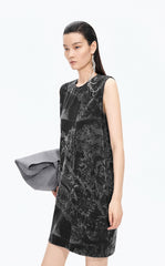 Dress / JNBY A-Line Flocked Denim Sleeveless Dress